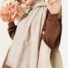 Retro Patterned Bamboo Crinkle Scarf Beige
