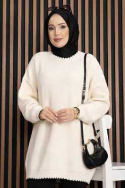 Alternative view of Ribbed Oversized Knit Sweater Ecru