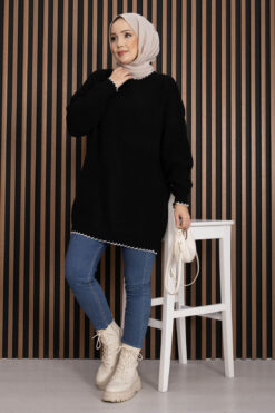 Ribbed Oversized Knit Sweater Black