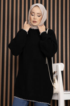 Alternative view of Ribbed Oversized Knit Sweater Black