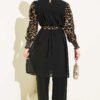 Ruffled Detail Tunic with Gipe Features Camel - Image 3