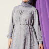 Ruffled Self-Patterned Dress Grey - immagine 2