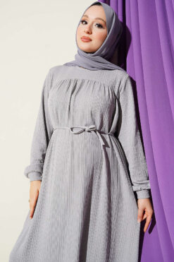 Alternative view of Ruffled Self-Patterned Dress Grey