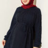 Ruffled Self-Patterned Dress Navy Blue – Bild 2