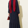 Ruffled Self-Patterned Dress Navy Blue – Bild 3