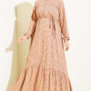 Ruffled Self-Patterned Dress Latte