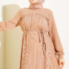 Ruffled Self-Patterned Dress Latte - immagine 2