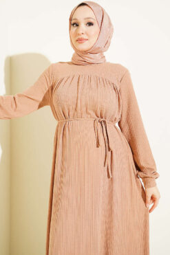 Alternative view of Ruffled Self-Patterned Dress Latte