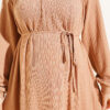 Ruffled Self-Patterned Dress Latte - immagine 4