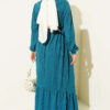 Ruffled Self-Patterned Dress Petrol - Imagen 3