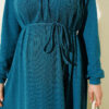 Ruffled Self-Patterned Dress Petrol - Imagen 4