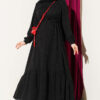Ruffled Self-Patterned Dress Black