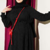 Ruffled Self-Patterned Dress Black - immagine 2