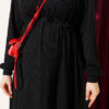 Ruffled Self-Patterned Dress Black - immagine 4