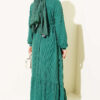 Ruffled Self-Patterned Dress Green – Image 3