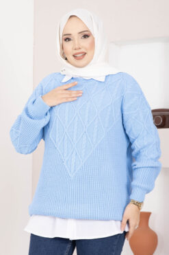 Alternative view of Braided Knit Sweater Baby Blue