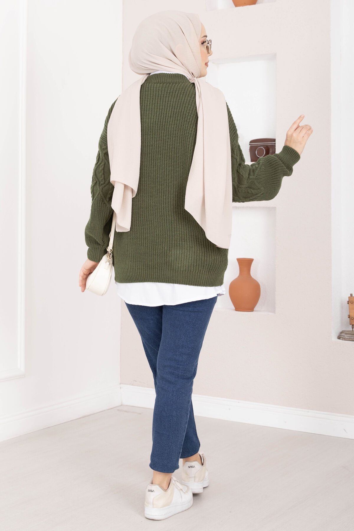 Braided Knit Sweater Khaki - Afbeelding 6
