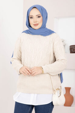 Alternative view of Braided Knit Sweater Stone