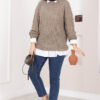 Braided Knit Sweater Mink