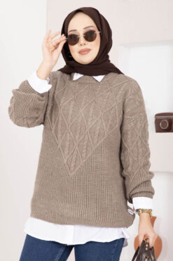 Alternative view of Braided Knit Sweater Mink