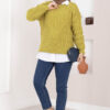 Braided Knit Sweater Green - الصورة 3
