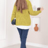 Braided Knit Sweater Green - الصورة 5