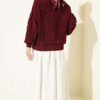 Knitted Short Cardigan with Button Details Burgundy – Bild 3