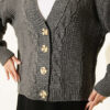 Knitted Short Cardigan with Button Details Smoke – Bild 4