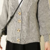 Knitted Short Cardigan with Button Details Grey - الصورة 4