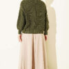 Knitted Short Cardigan with Button Details Khaki - الصورة 3