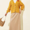 ⁦Knitted Short Cardigan with Button Details Mustard⁩ - الصورة ⁦2⁩