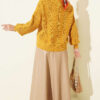 ⁦Knitted Short Cardigan with Button Details Mustard⁩ - الصورة ⁦3⁩