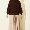 Knitted Short Cardigan with Button Details Brown - الصورة 3
