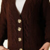 Knitted Short Cardigan with Button Details Brown - الصورة 4