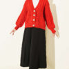 Knitted Short Cardigan with Button Details Red - الصورة 2