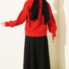 Knitted Short Cardigan with Button Details Red - الصورة 3