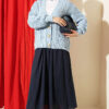 Knitted Short Cardigan with Button Details Blue - الصورة 2