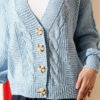 Knitted Short Cardigan with Button Details Blue - الصورة 4