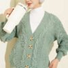 Knitted Short Cardigan with Button Details Mint