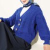 Knitted Short Cardigan with Button Details Saxon Blue