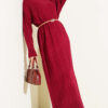 Braided Textured Knit Dress Burgundy