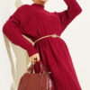 Braided Textured Knit Dress Burgundy - Imagen 2