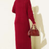 Braided Textured Knit Dress Burgundy - Imagen 3
