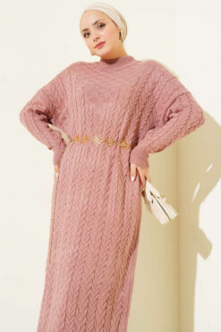 Alternative view of Braided Textured Knit Dress Rose Dust
