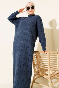 Alternative view of Braided Textured Knit Dress Indigo