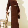 Braided Textured Knit Dress Brown - Imagen 5
