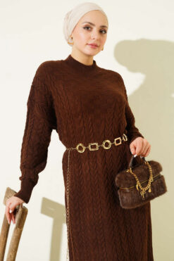 Alternative view of Braided Textured Knit Dress Brown