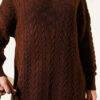 Braided Textured Knit Dress Brown - Imagen 4