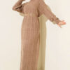 Braided Textured Knit Dress Brown - Imagen 5
