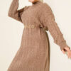 Braided Textured Knit Dress Brown - Imagen 2
